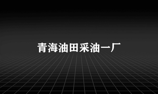 青海油田采油一厂