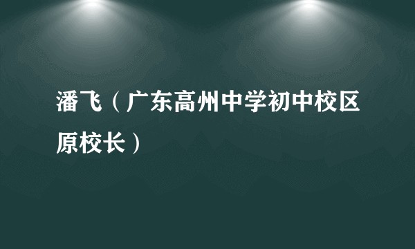 潘飞（广东高州中学初中校区原校长）
