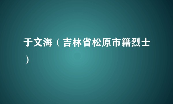 于文海（吉林省松原市籍烈士）