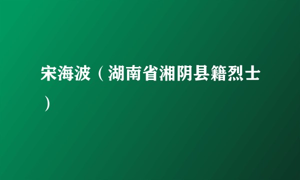 宋海波（湖南省湘阴县籍烈士）