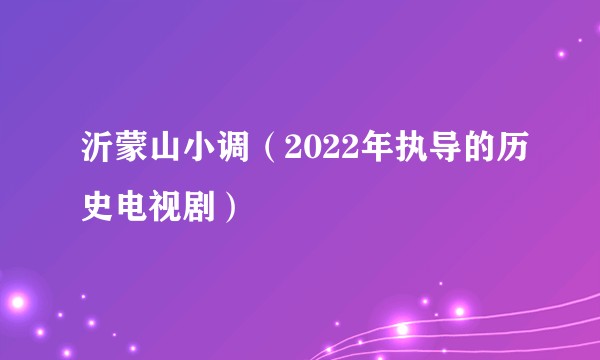 沂蒙山小调（2022年执导的历史电视剧）