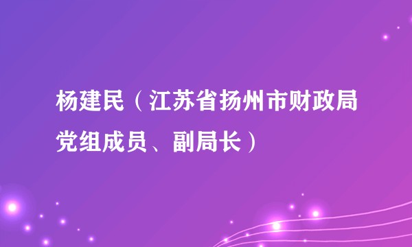 杨建民（江苏省扬州市财政局党组成员、副局长）
