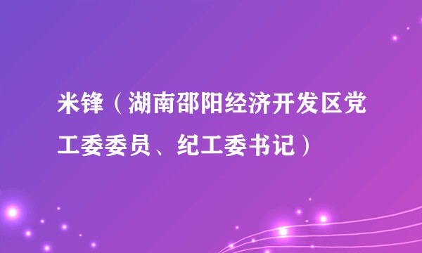 米锋（湖南邵阳经济开发区党工委委员、纪工委书记）