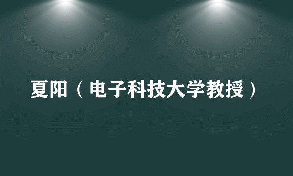 夏阳（电子科技大学教授）