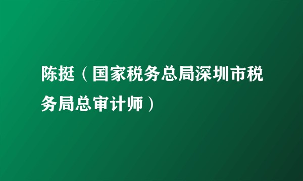 陈挺（国家税务总局深圳市税务局总审计师）
