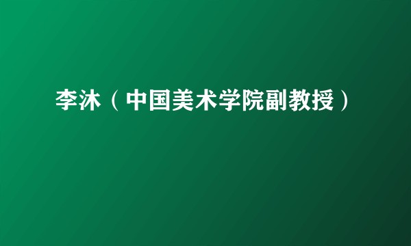 李沐(中国美术学院副教授)