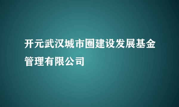 开元武汉城市圈建设发展基金管理有限公司