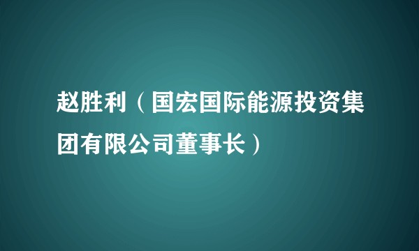 赵胜利（国宏国际能源投资集团有限公司董事长）