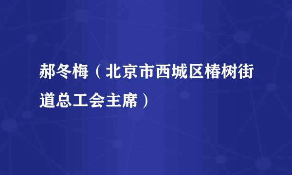 郝冬梅（北京市西城区椿树街道总工会主席）