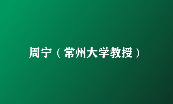 周宁（常州大学教授）