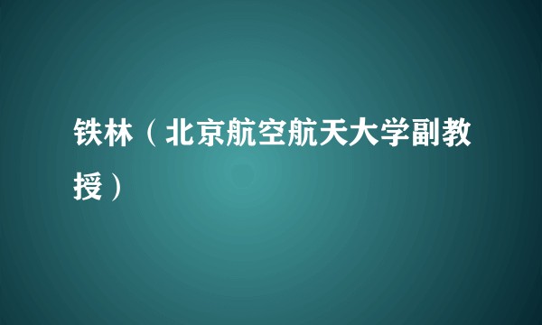 铁林（北京航空航天大学副教授）