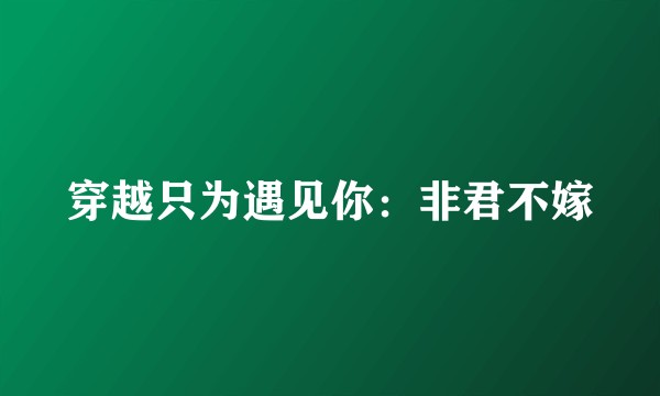 穿越只为遇见你：非君不嫁