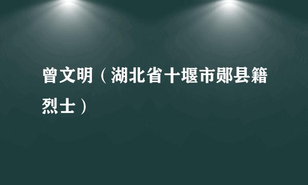 曾文明（湖北省十堰市郧县籍烈士）