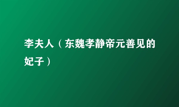 李夫人（东魏孝静帝元善见的妃子）