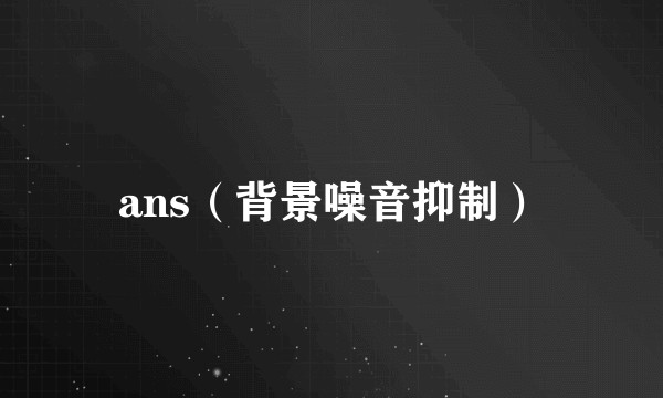 ans（背景噪音抑制）