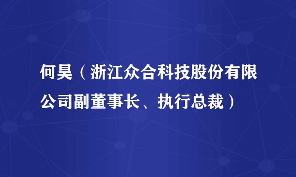 何昊（浙江众合科技股份有限公司副董事长、执行总裁）