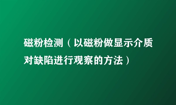 磁粉检测（以磁粉做显示介质对缺陷进行观察的方法）