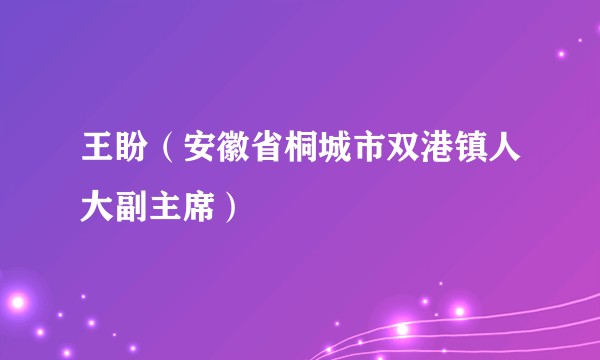 王盼（安徽省桐城市双港镇人大副主席）