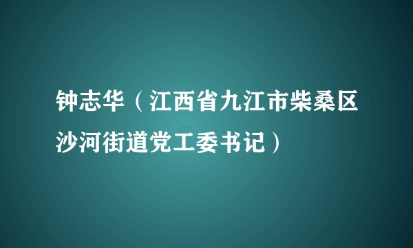 钟志华（江西省九江市柴桑区沙河街道党工委书记）
