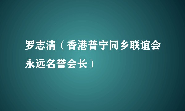 罗志清（香港普宁同乡联谊会永远名誉会长）