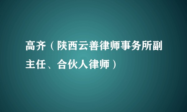 高齐(陕西云善律师事务所副主任、合伙人律师)