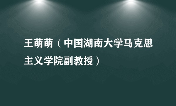 王萌萌（中国湖南大学马克思主义学院副教授）