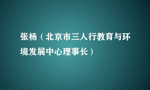 张杨（北京市三人行教育与环境发展中心理事长）
