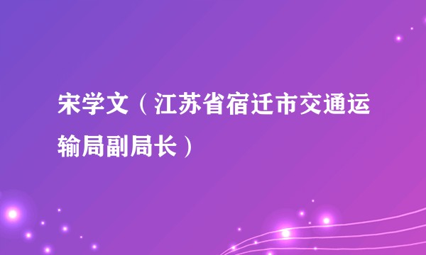 宋学文（江苏省宿迁市交通运输局副局长）