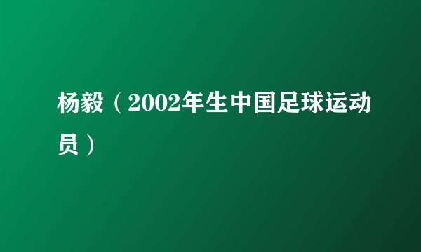 杨毅（2002年生中国足球运动员）