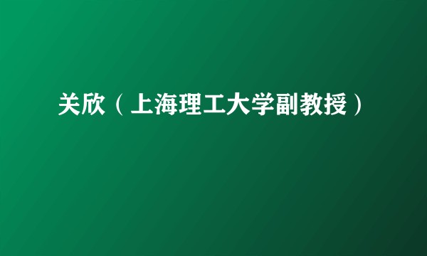 关欣（上海理工大学副教授）