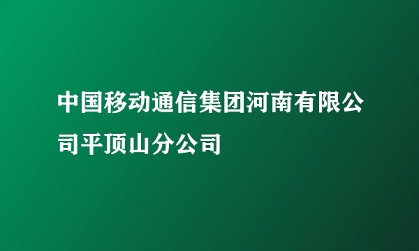 中国移动通信集团河南有限公司平顶山分公司