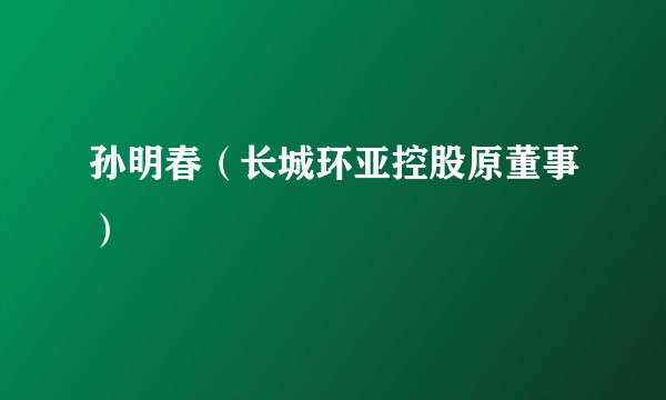 孙明春（长城环亚控股原董事）