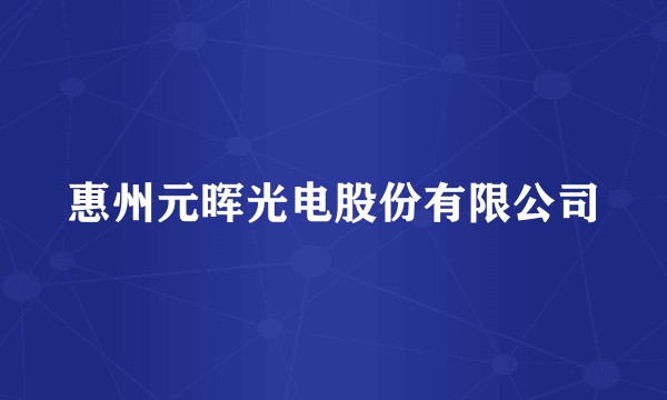 惠州元晖光电股份有限公司