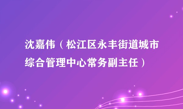 沈嘉伟（松江区永丰街道城市综合管理中心常务副主任）