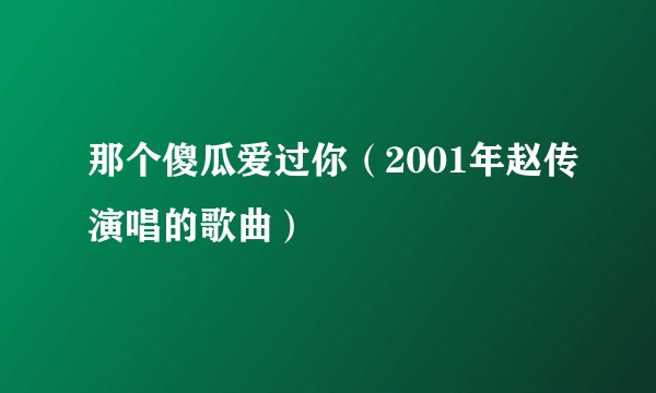 那个傻瓜爱过你（2001年赵传演唱的歌曲）