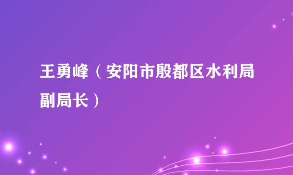 王勇峰（安阳市殷都区水利局副局长）
