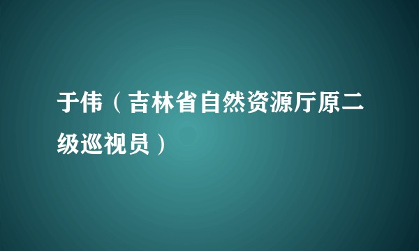 于伟（吉林省自然资源厅原二级巡视员）
