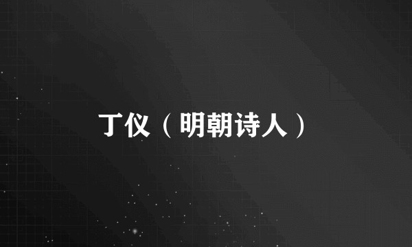 丁仪（明朝诗人）