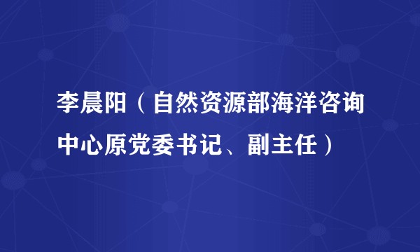李晨阳（自然资源部海洋咨询中心原党委书记、副主任）