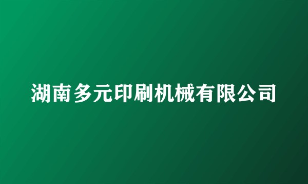 湖南多元印刷机械有限公司