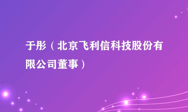 于彤（北京飞利信科技股份有限公司董事）