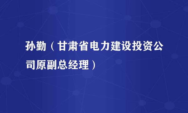孙勤（甘肃省电力建设投资公司原副总经理）
