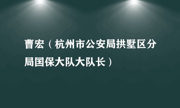 曹宏（杭州市公安局拱墅区分局国保大队大队长）