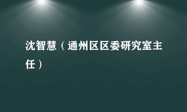 沈智慧(通州区区委研究室主任)
