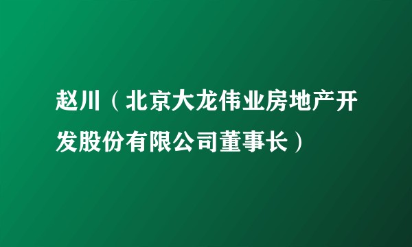 赵川（北京大龙伟业房地产开发股份有限公司董事长）