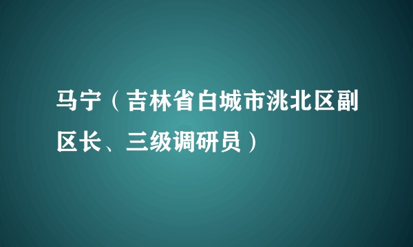 马宁(吉林省白城市洮北区副区长、三级调研员)