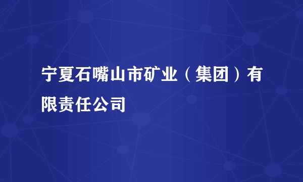 宁夏石嘴山市矿业（集团）有限责任公司