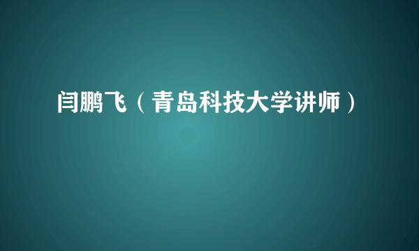 闫鹏飞(青岛科技大学讲师)