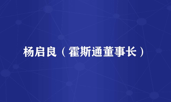 杨启良(霍斯通董事长)