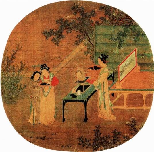 宋王诜绣栊晓镜图